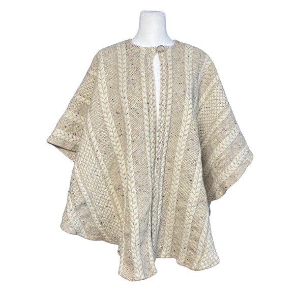 Branigan Weavers Irish Women's Winter Wool Cape Coat Cable Knit Poncho‎ Shawl OS - Picture 1 of 12